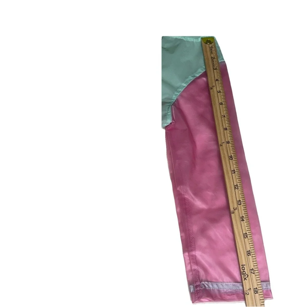 Girls Size 6 Carters Rain Coat Jacket Clear Pastel Color‎ block Pink Teal Yellow